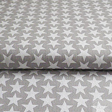 Textil - sivo-biele hviezdy, 100 % bavlna, šírka 160 cm, cena za 0,5 m - 7155629_