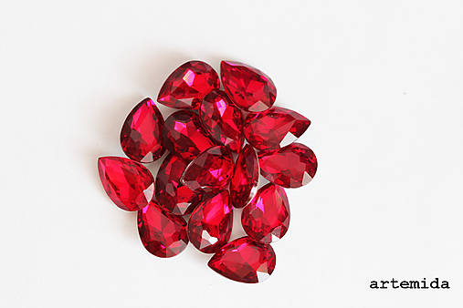 Komponenty - kabošon sklenený red drop 10x14 - 7161653_