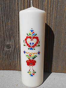 Svietidlá a sviečky - ručne maľovaná sviečka s ľudovým ornamentom/vysoká - 7162841_