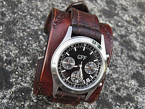 Náramky - Darček pre muža, darček pre ženu, vintage hodinky, kožený remienok, unisex hodinky - 7163576_