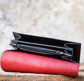 Peňaženky - Dámska kožená červeno-čierna peňaženka XXL - 7166041_