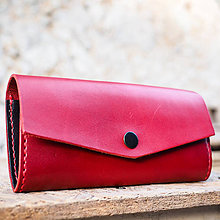 Peňaženky - Dámska kožená červeno-čierna peňaženka XXL - 7166046_