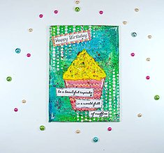 Papiernictvo - Vtipná pohľadnica k narodeninám s cupcake a citrónovou polevou - 7167518_