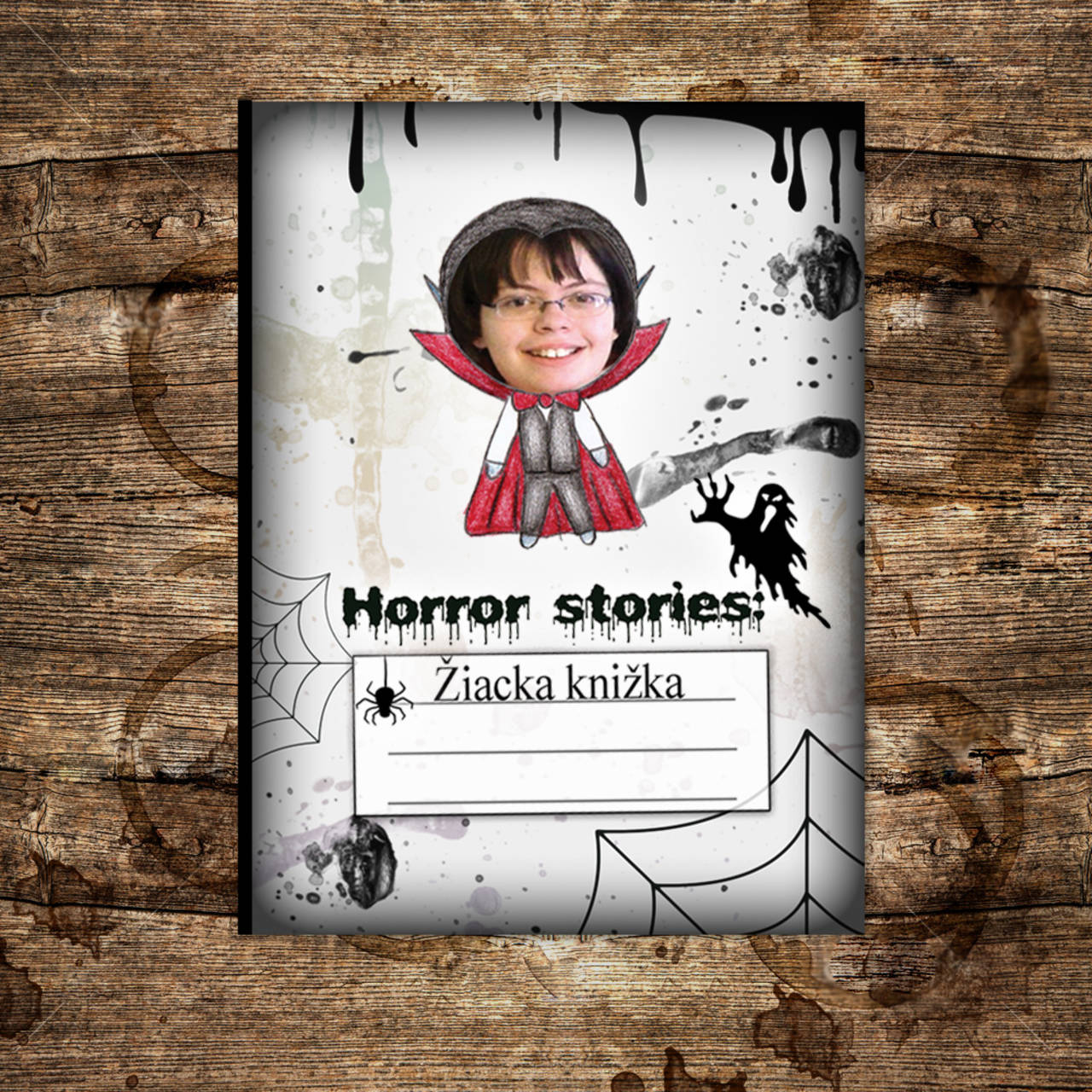 Hororová žiacka knižka strašidelná (upír)