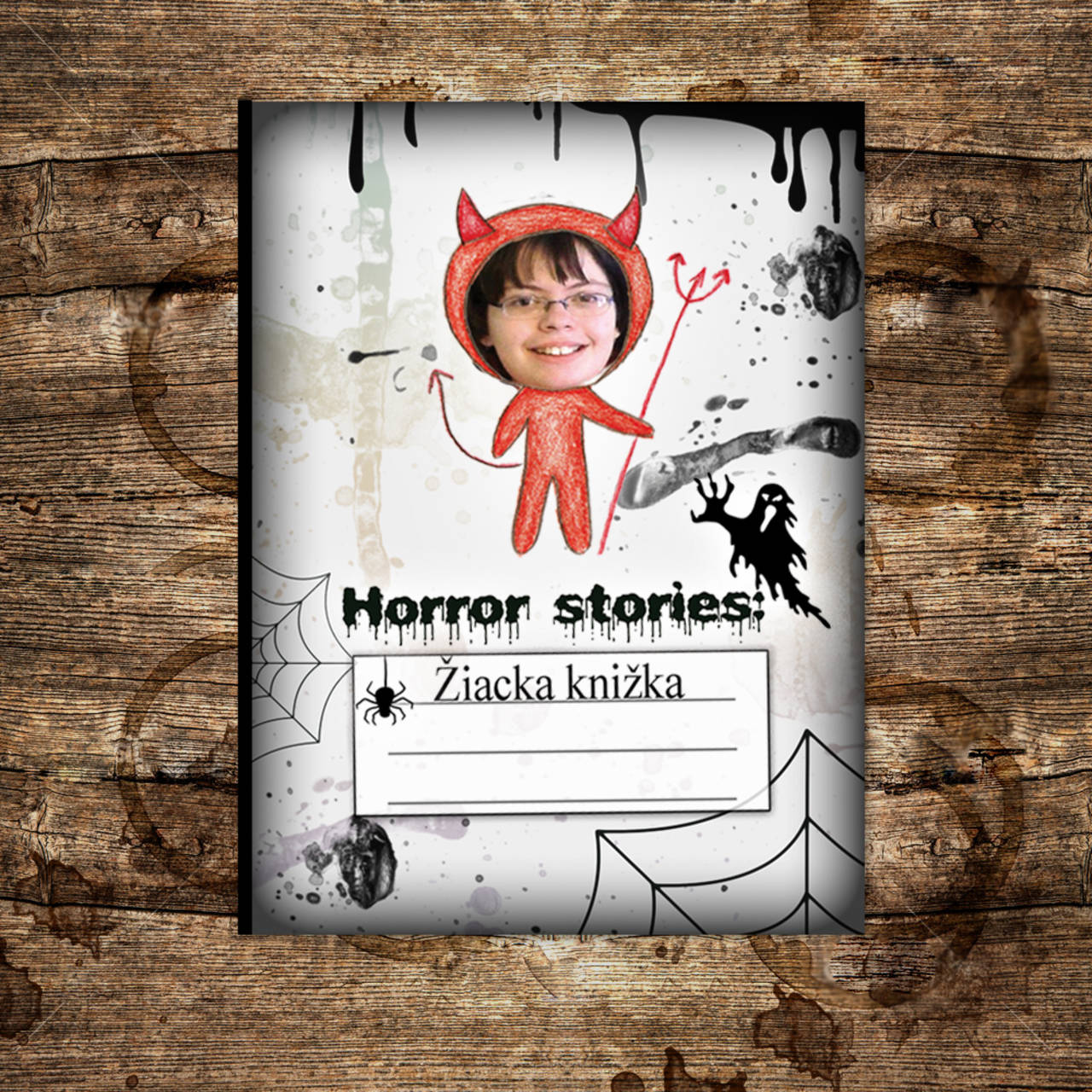 Hororová žiacka knižka strašidelná (čertík)