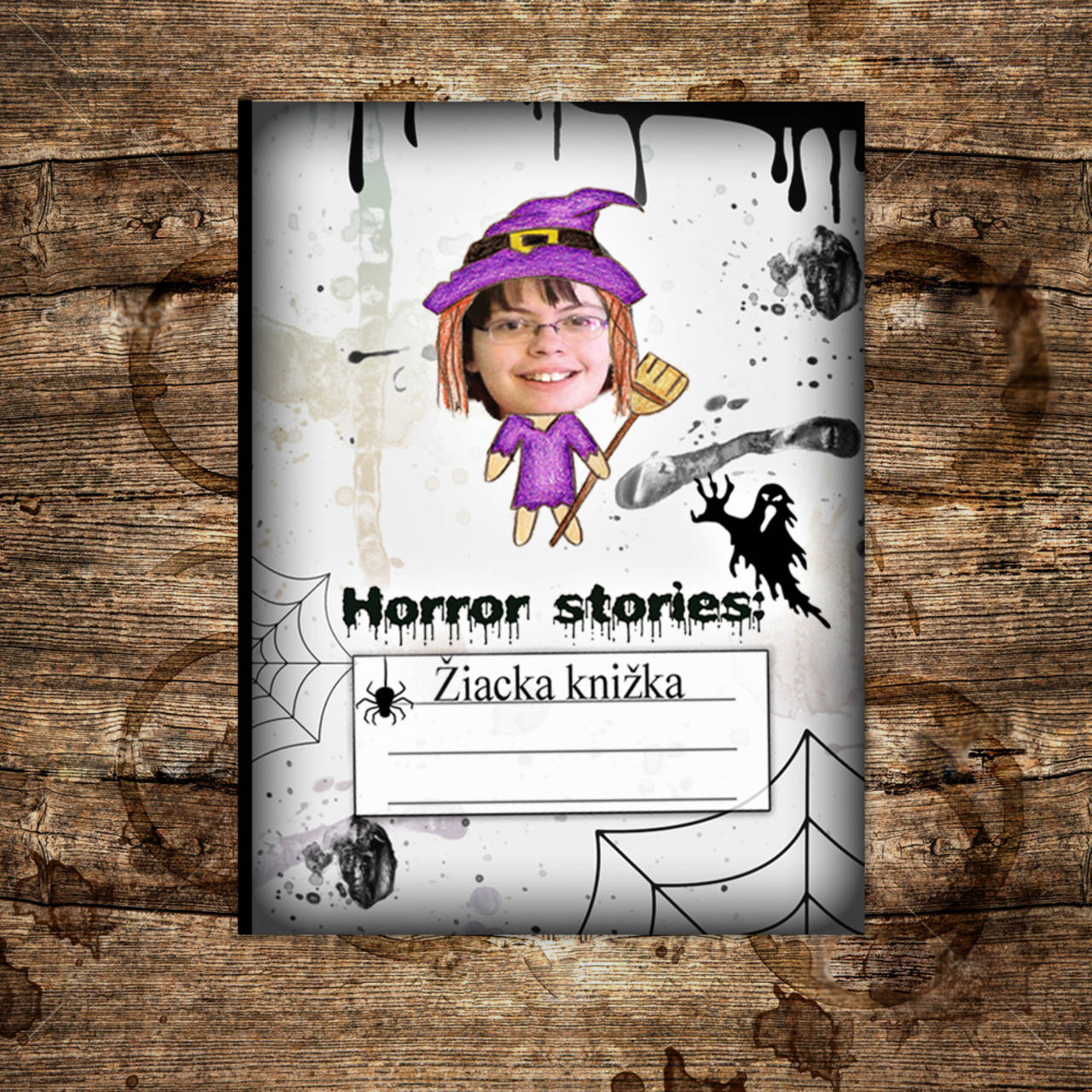 Hororová žiacka knižka strašidelná (čarodejnica/ježibaba)