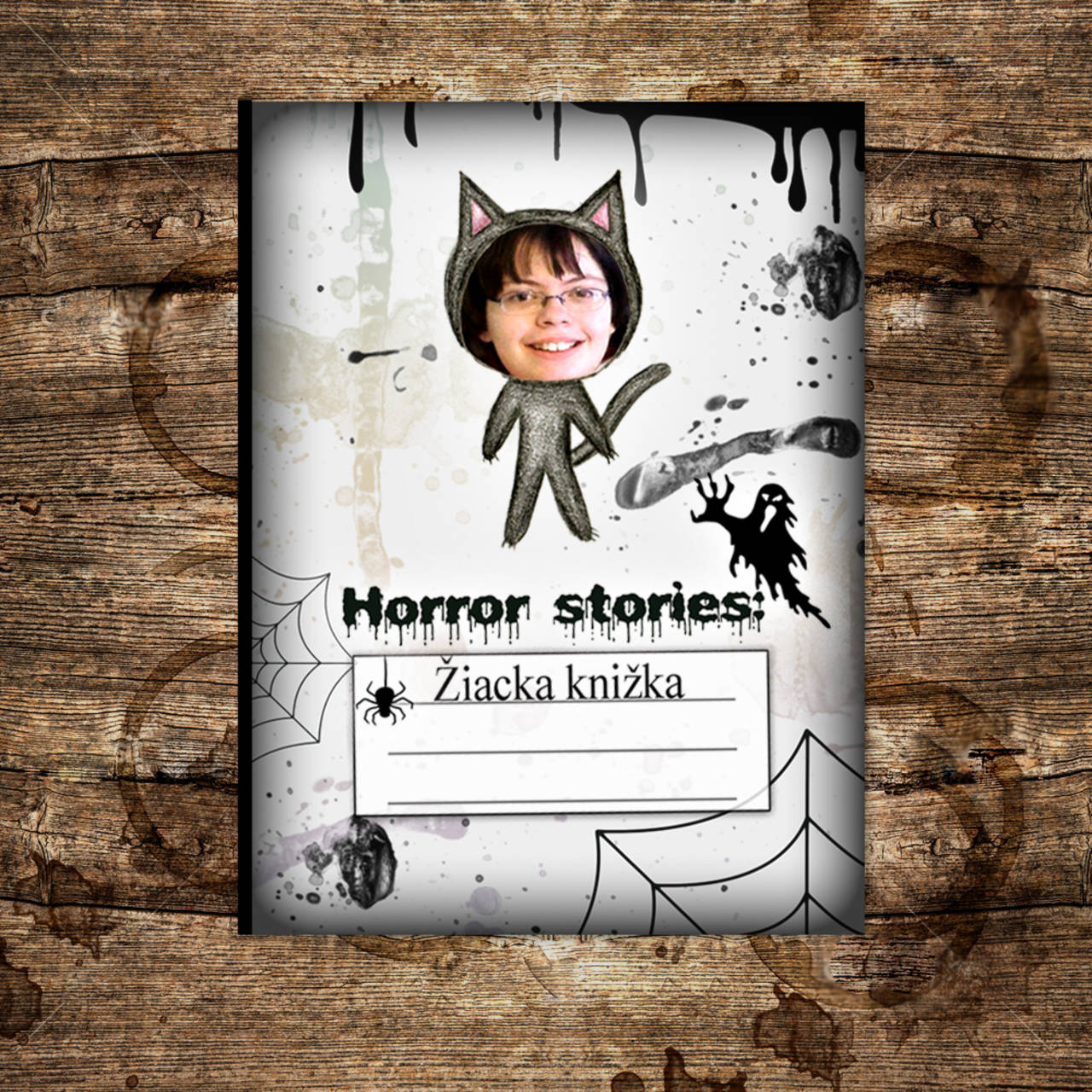 Hororová žiacka knižka strašidelná (čierna mačka)