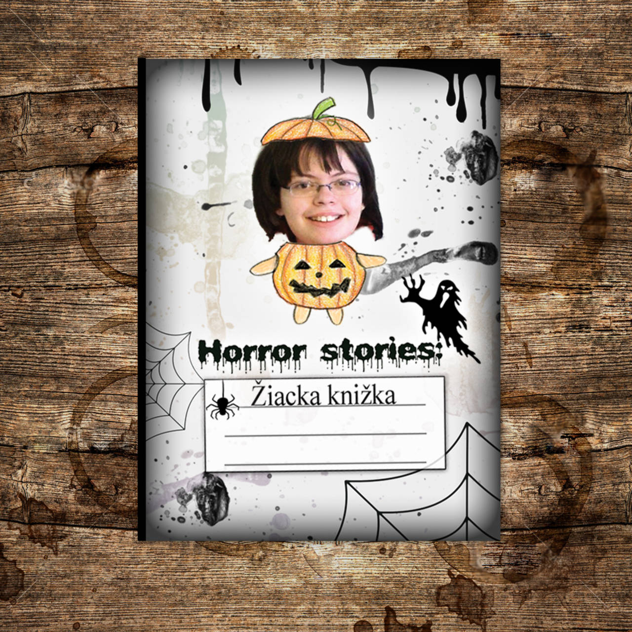 Hororová žiacka knižka strašidelná (dyňa)