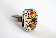 Prstene - Steampunkový prsteň a Swarovski - 7176152_