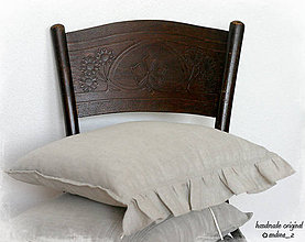 Úžitkový textil - ľanový vankúš s volánikom - 7175506_