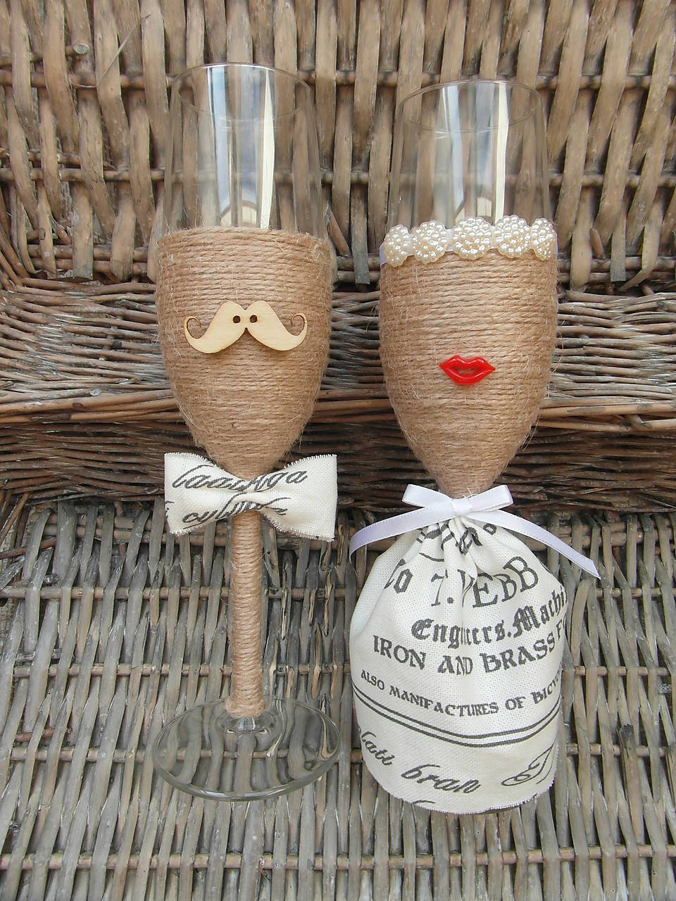 Svadobné poháre Lips & Moustache Vintage