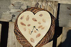 Hodiny - nástenné hodiny kameninové, srdcového tvaru,  s lístočkami " jeseň II " - 7188621_