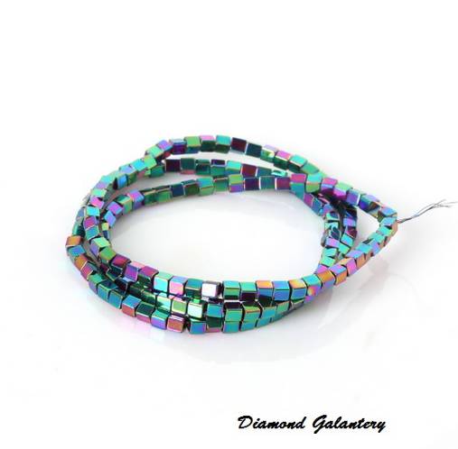 Korálky - Hematitová kocka dúhová 2x2 mm  - 7189362_