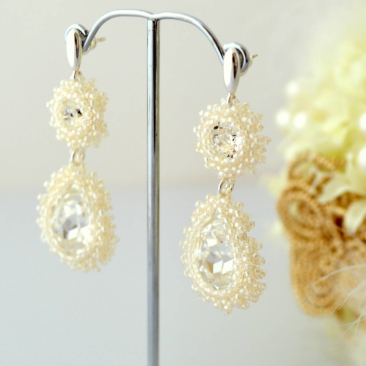 Klasické svadobné náušnice Ivory (Ag925)  