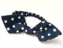 Ozdoby do vlasov - Pin Up headband on elastic (black with white polka dots) - 7191700_