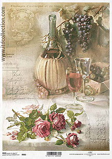 Papier - Ryžový papier Víno a ruže - 7192920_