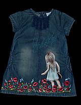 Detské oblečenie - riflové šaty ručne maľované - 7191983_