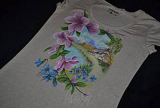 Topy, tričká, tielka - Maľované romantické tričko - 7191518_
