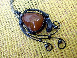 Náhrdelníky - cínovaný náhrdelník s karneolom - 7200389_