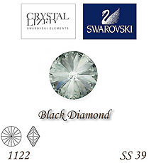 Korálky - SWAROVSKI® ELEMENTS 1122 Rivoli - Black Diamond, SS 39(8mm), bal.1ks - 7201743_