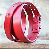 Opasky - Kožený opasok 2cm šírka červenej farby - 7206982_