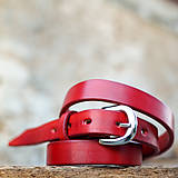 Opasky - Kožený opasok 2cm šírka červenej farby - 7206984_