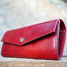 Peňaženky - Kožená dámska peňaženka červená - 7207067_