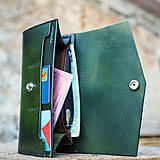Peňaženky - Kožená dámska peňaženka zelená - 7208349_