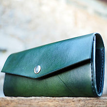 Peňaženky - Kožená dámska peňaženka zelená - 7208346_