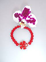 Náramky - červený kvet náramok jadeit koralový - 7213736_