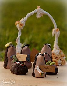 Darčeky pre svadobčanov - Personalizovaní svadobní ježkovia XL - menovky/darčeky pre hostí - 7216417_