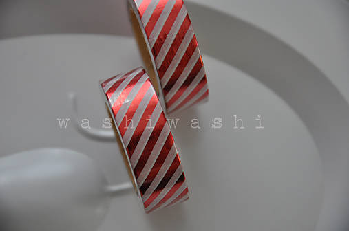  - washi paska cerveno biely pruh - 7220603_