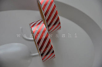 Papier - washi paska cerveno biely pruh - 7220603_