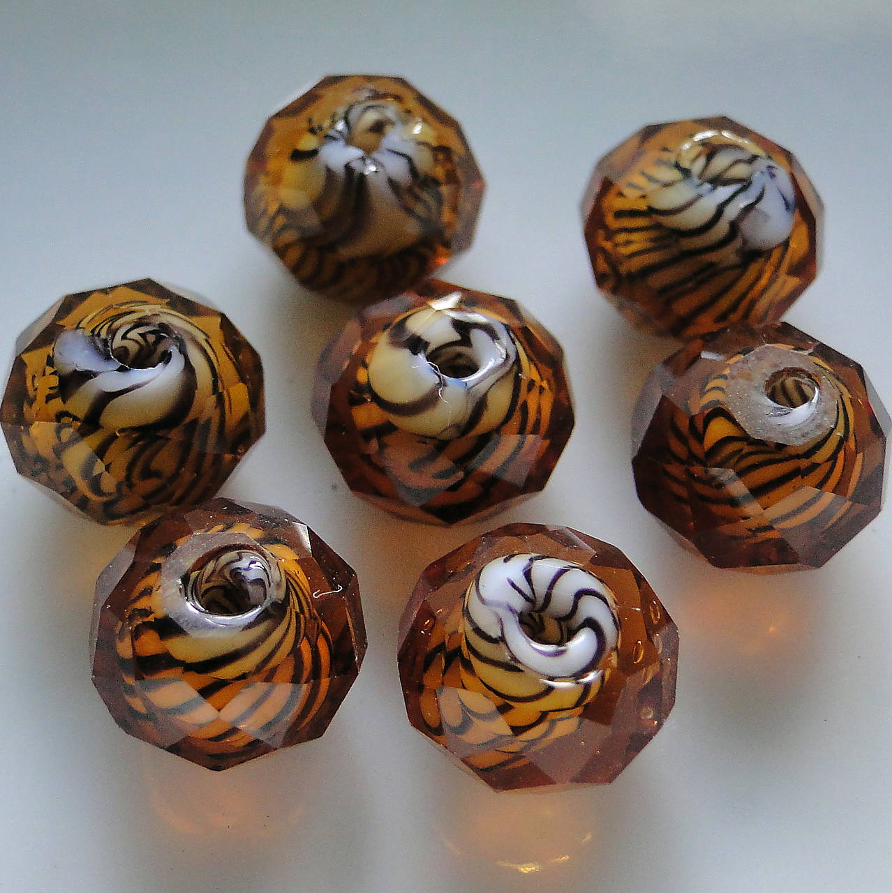 Brúsená rondelka melír 10x7,5mm-1ks (oranžová)