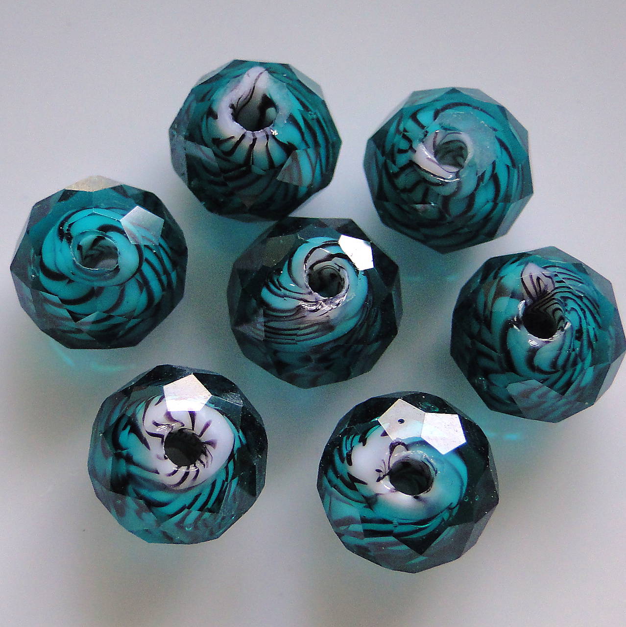 Brúsená rondelka melír 10x7,5mm-1ks (tyrkys)