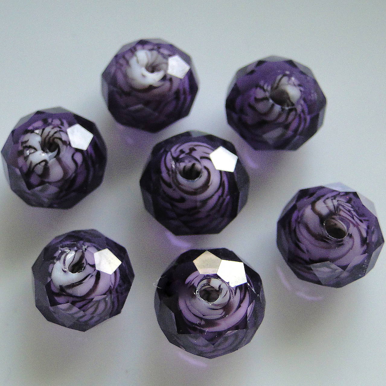 Brúsená rondelka melír 10x7,5mm-1ks (fialová)