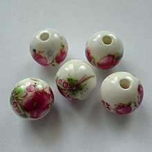Korálky - Porcelán 12mm-1ks (ruž.fialová) - 7221992_