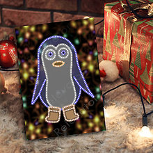 Papiernictvo - Grafické vianočné svietidlo tučniak (čižmy (svetielka)) - 7221370_