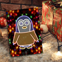 Papiernictvo - Grafické vianočné svietidlo tučniak (kabát (svetielka)) - 7223002_