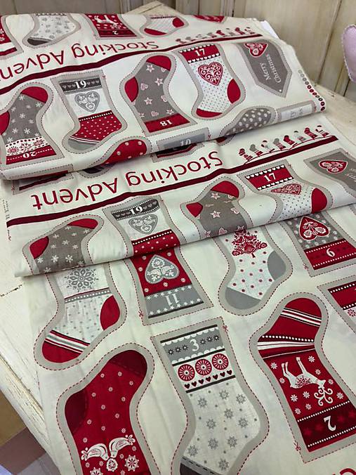 Textil - Škandinávske adventnské ponožky panely - 7234619_