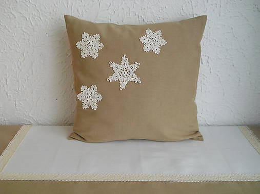 Úžitkový textil - Návlek na vankúš - Snehové vločky béžové - 7239834_