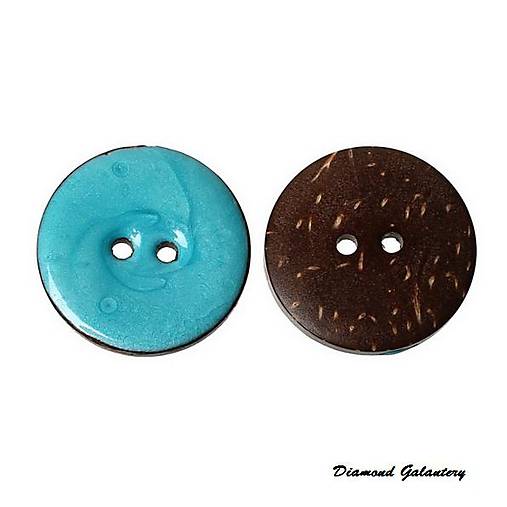 Galantéria - Kokosový gombík - modrý - 25 mm - 7240707_