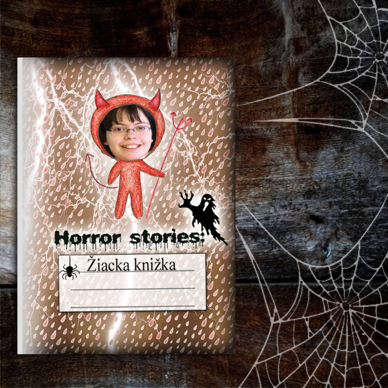 Hororová žiacka knižka blesky (čertík)