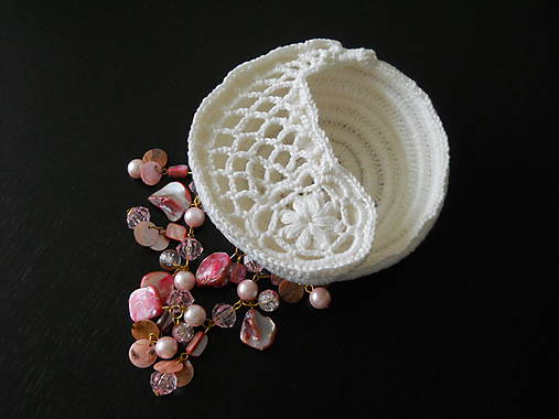 Úložné priestory & Organizácia - Háčkovaný košíček na drobnosti - 7244570_