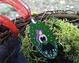 Náhrdelníky - Nočné kvety - maľovaný náhrdelník zelený - 7243295_