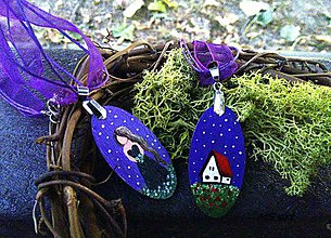 Náhrdelníky - Nočné kvety - maľovaný náhrdelník fialový - 7243311_