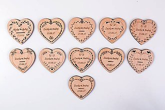Darčeky pre svadobčanov - Svadobné magnetky z dreva - 7242613_