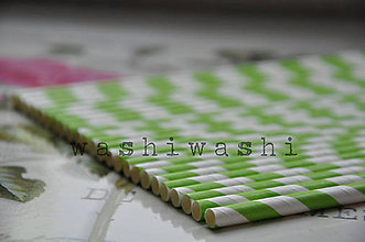 Papier - papierova slamka zeleno biely pruh - 7250698_