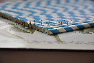 Papier - papierova slamka modro biely pruh - 7250706_