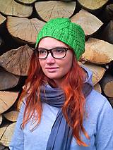 pletená čiapka - zelená